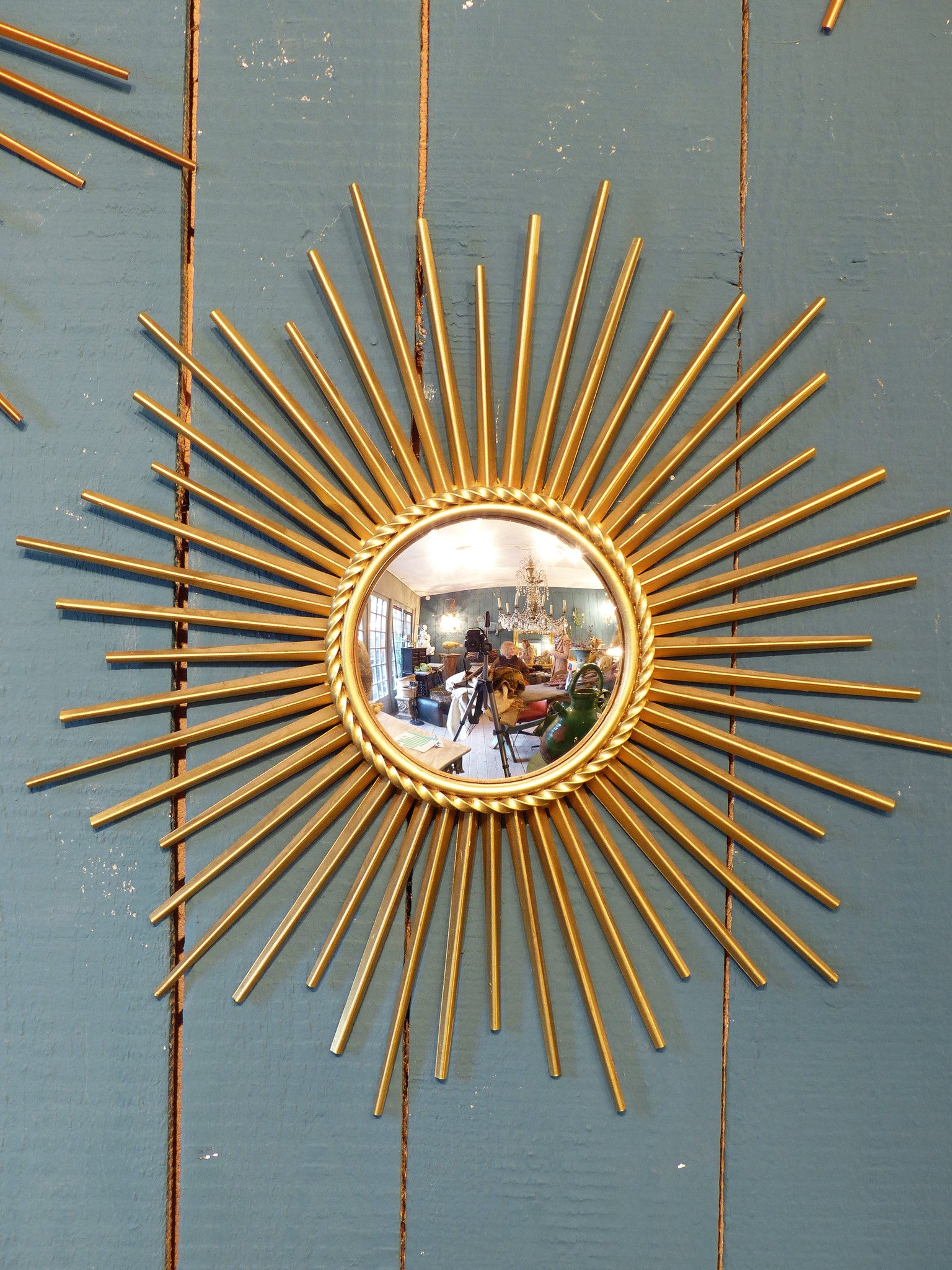 Small Chaty Vallauris sunburst mirror with convex glass