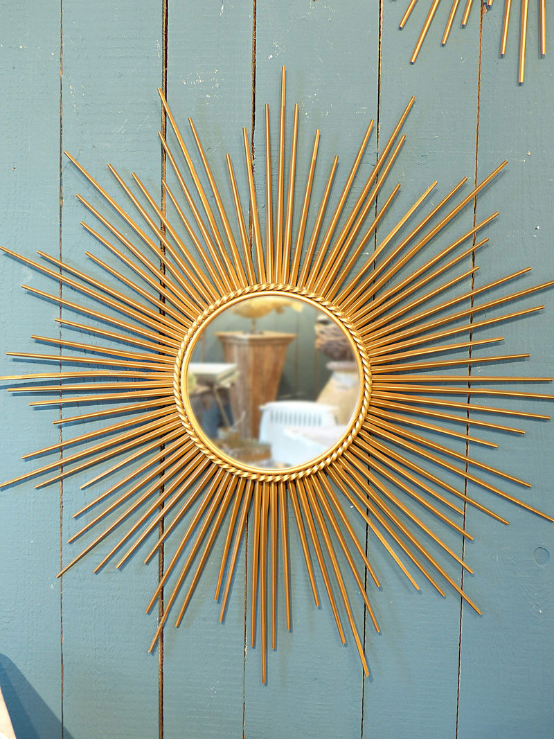 Large Chaty Vallauris sunburst mirror with flat glass