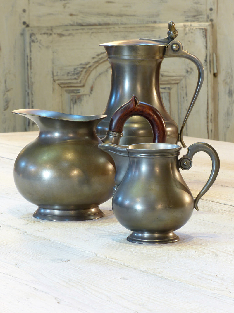 Three French pewter jugs - 1950's