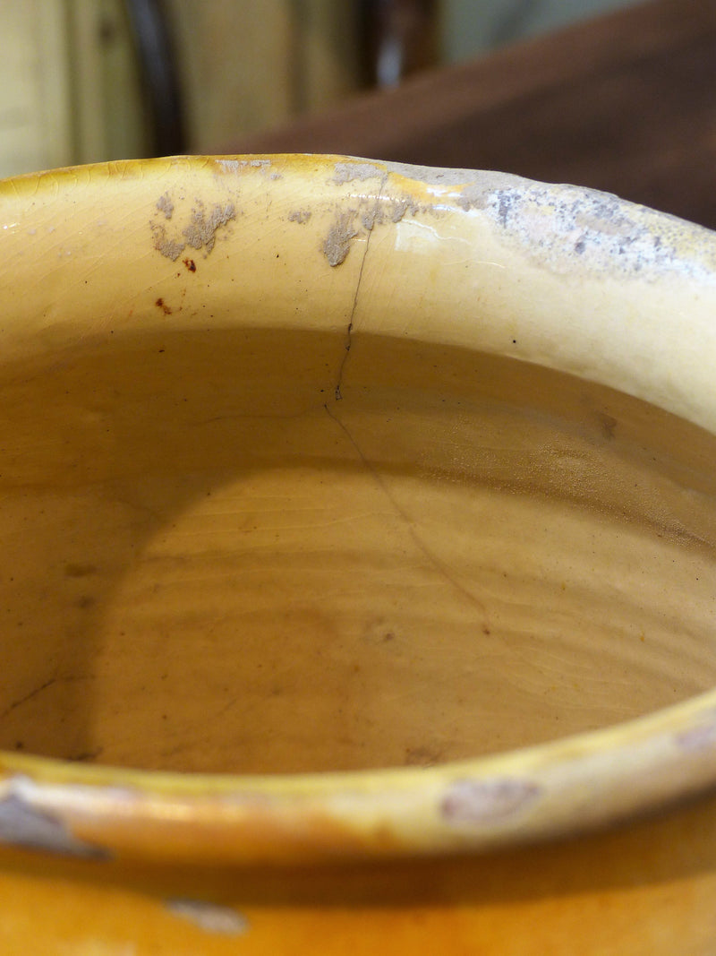 Confit pot, orange glaze 11¾", 19th-century
