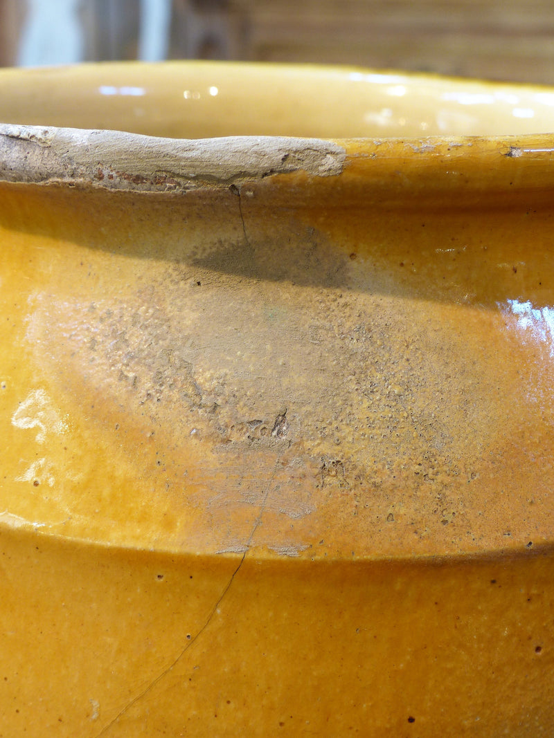 Confit pot, orange glaze 11¾", 19th-century