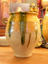 19th century confit pot with orange glaze - 13"?