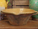 19th century French confit bowl with ochre glaze 1/2