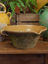 19th century French confit bowl with ochre glaze 2/2