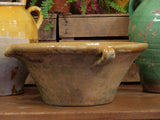 19th-century French confit bowl with ocher glaze 2/2