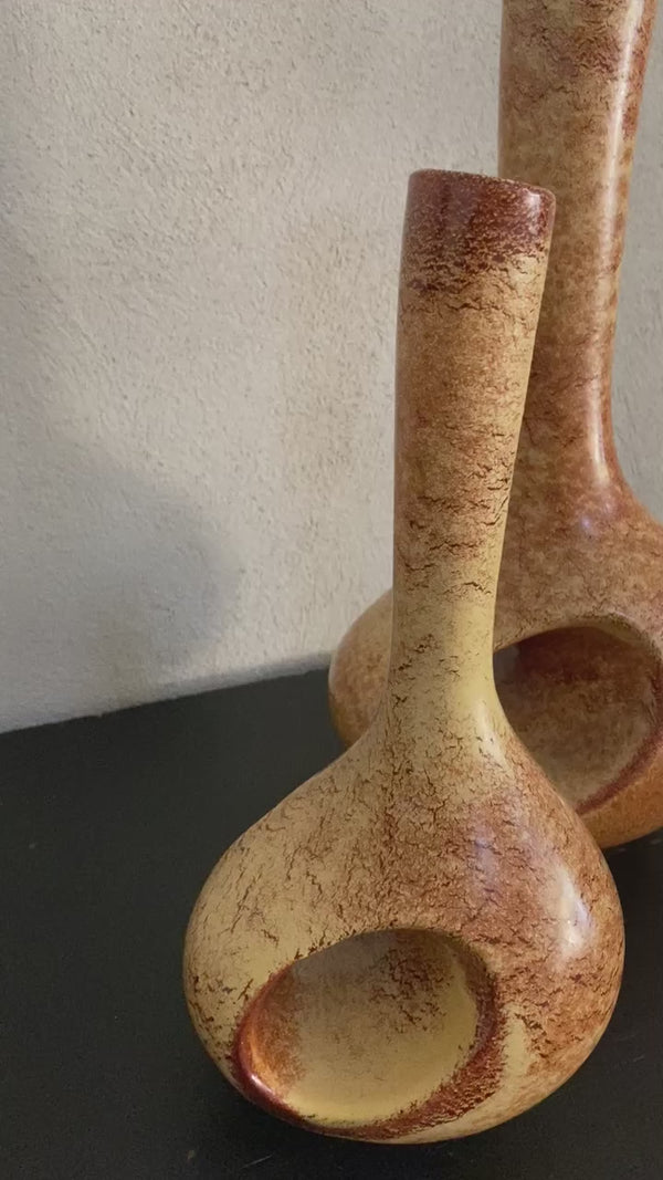 Two vintage ceramic vases - ochre 16¼"