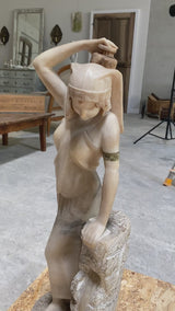 Antique Italian marble and alabaster statue of a lady, signed E. Castellucci 27½"