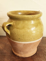 Very small vintage French confit pot with yellow glaze 4¾"