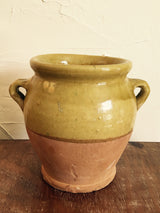 Very small vintage French confit pot with yellow glaze 4¾"
