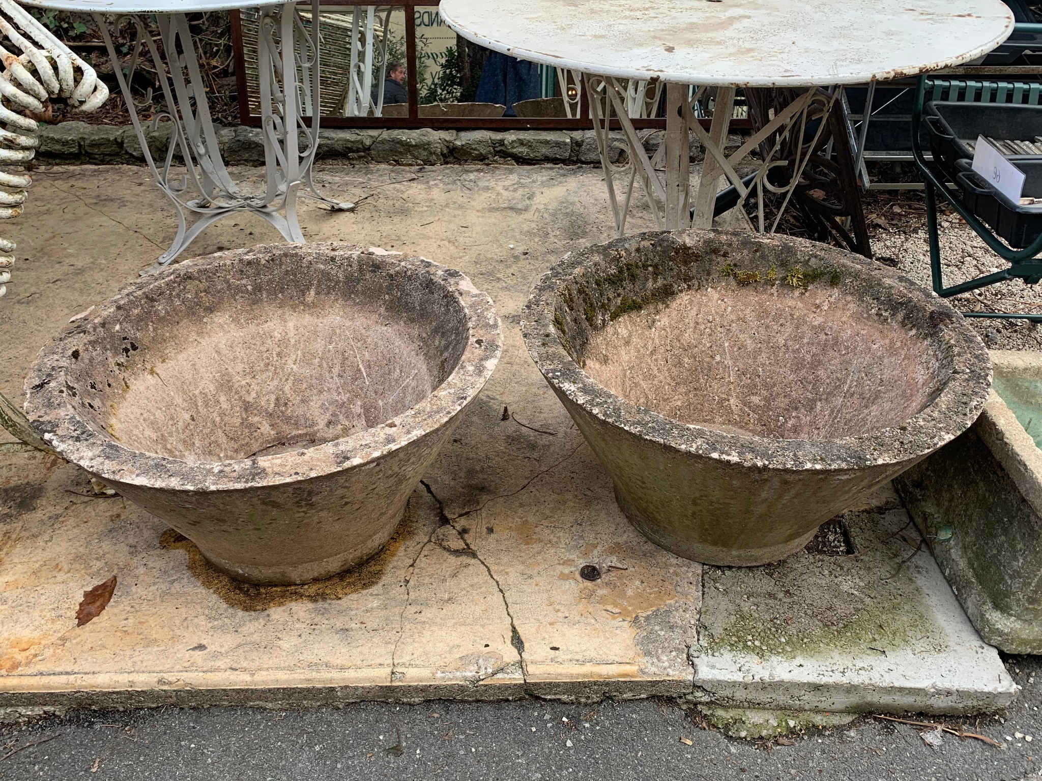 Set of six 1970s cement garden planters