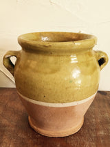 Very small vintage French confit pot with yellow glaze 4¾"