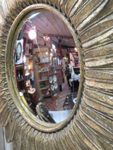 Vintage sunburst mirror - feather frame and convex mirror 23 ½'' diameter