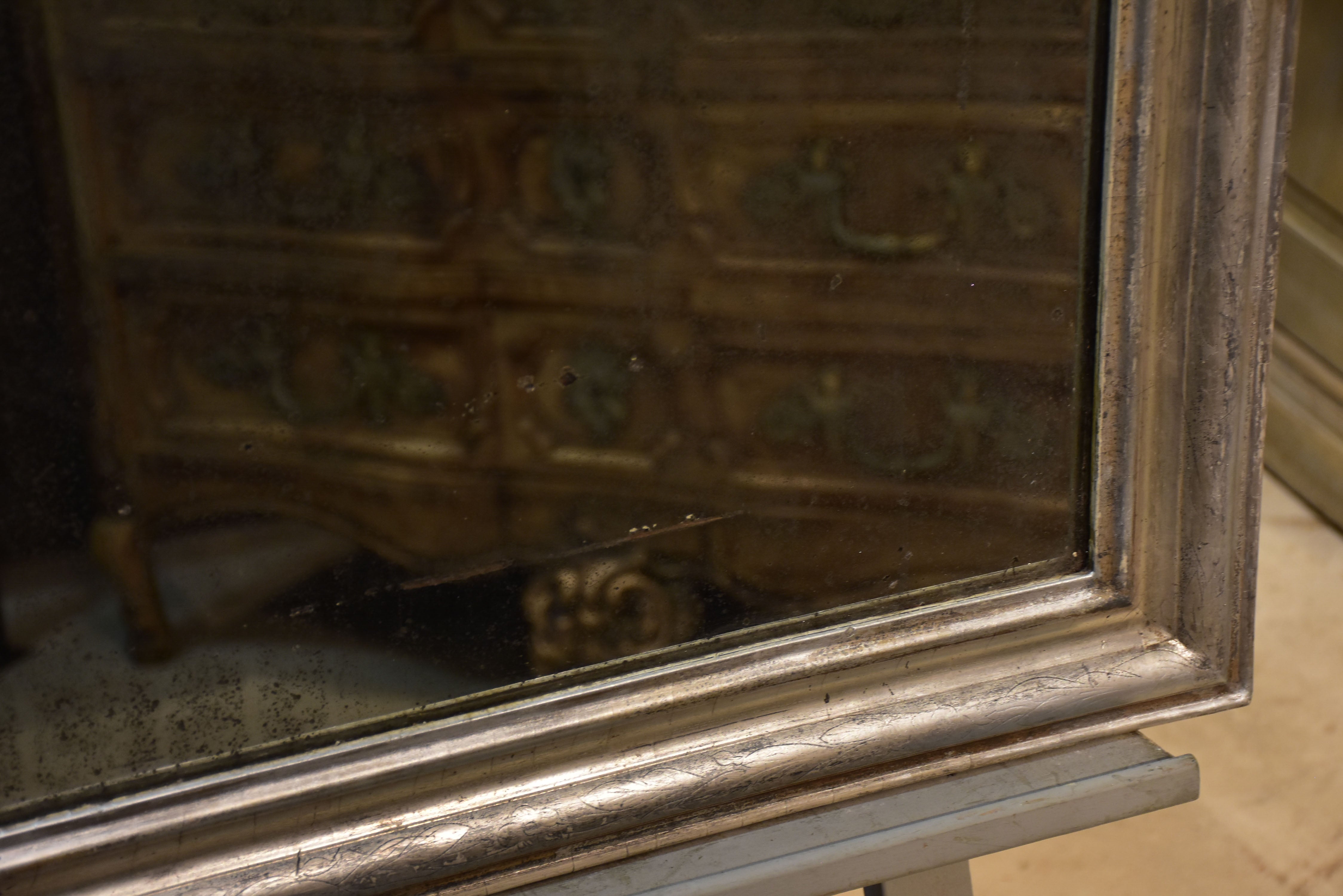 Large rustic silver framed Louis Philippe mirror
