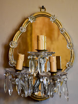 Late 19th century French wall sconce with mirror and crystals
