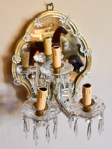 Late 19th century French wall sconce with mirror and crystals