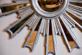 Large vintage silver framed sunburst mirror