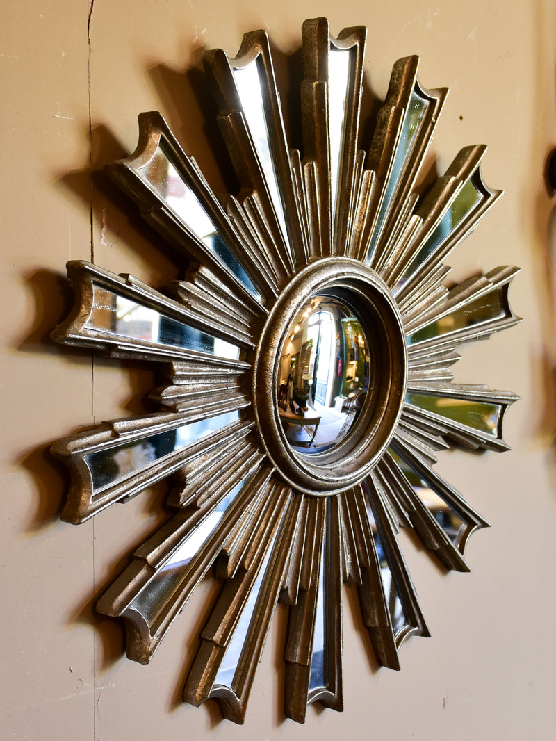 Large vintage silver framed sunburst mirror