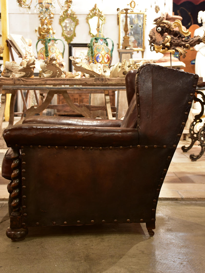 Dark French wingback club chair #2