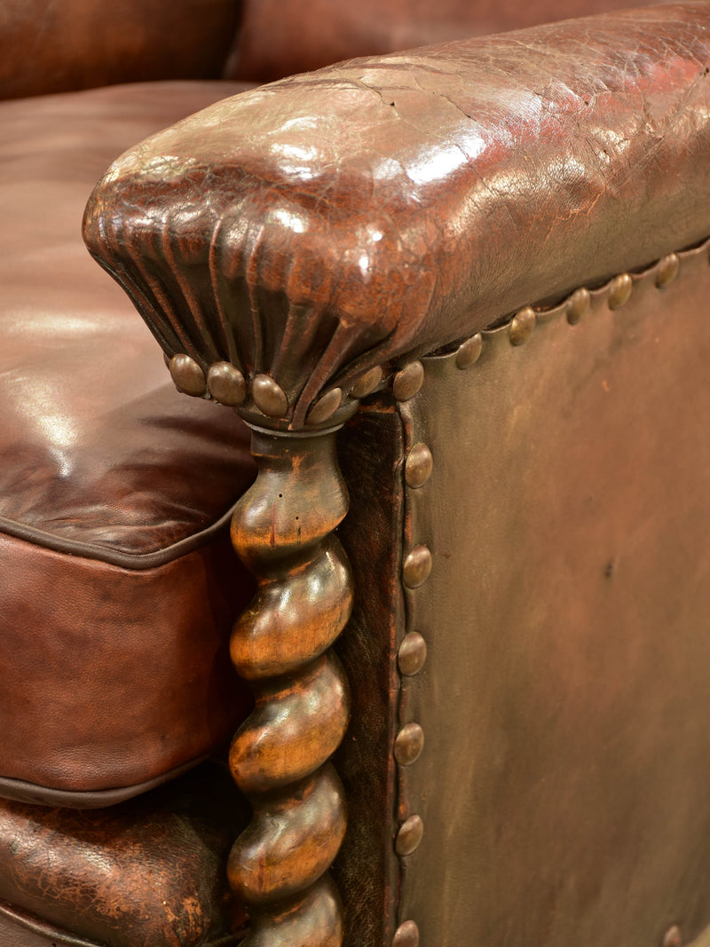 Dark French wingback club chair #2