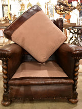 Dark French wingback club chair #2