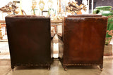 False pair of vintage French wingback club chairs
