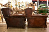 False pair of vintage French wingback club chairs