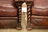 False pair of vintage French wingback club chairs