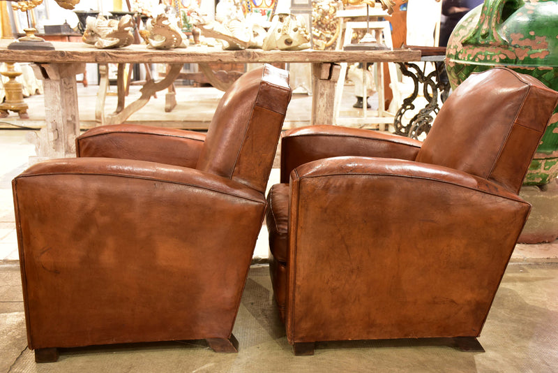 Pair of 1950’s French club chairs – small chapeau gendarme