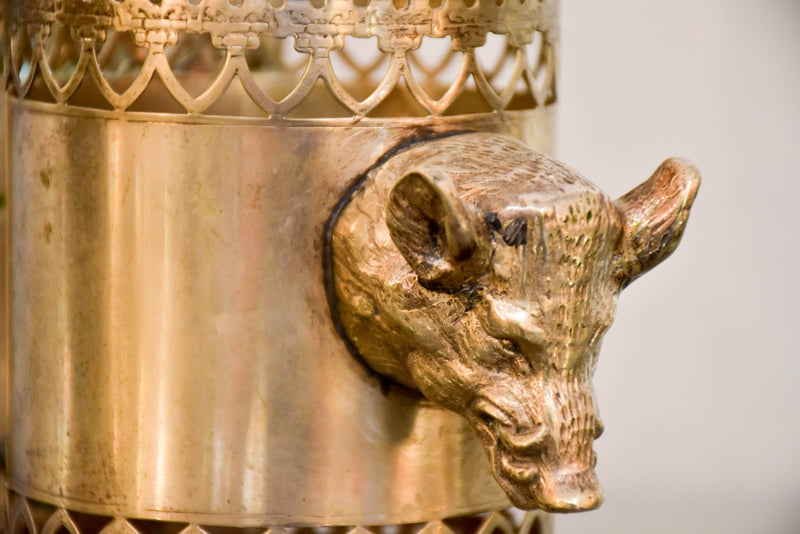 Twin wine bottle stand with wild boar