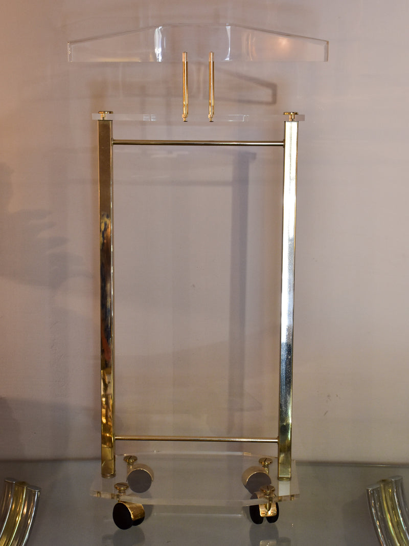 Vintage plexiglass valet stand on casters