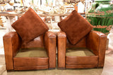 Pair of 1950’s French club chairs – small chapeau gendarme