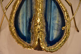 Vintage Duval Brasseur beetle wall sconce – blue agate, bronze and brass